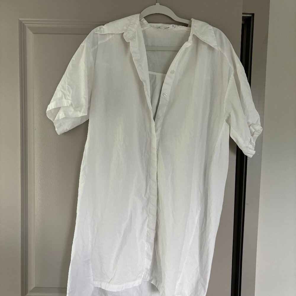 Mango White Collared Shirt Dress (Size 6)